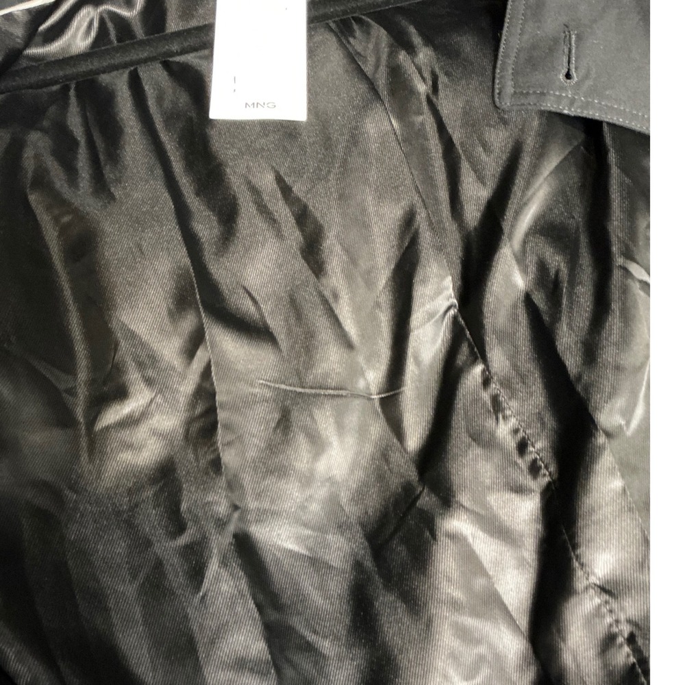 MANGO Black Trench Coat Women's Classic Belted Double Breasted Jacket - S - Picture 6 of 8